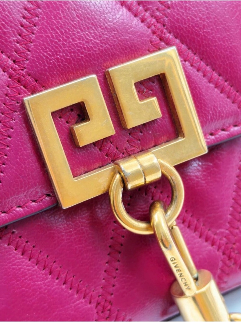 Givenchy Quilted Burgundy Crossbody Bag with Gold Chain - Picture 7 of 14